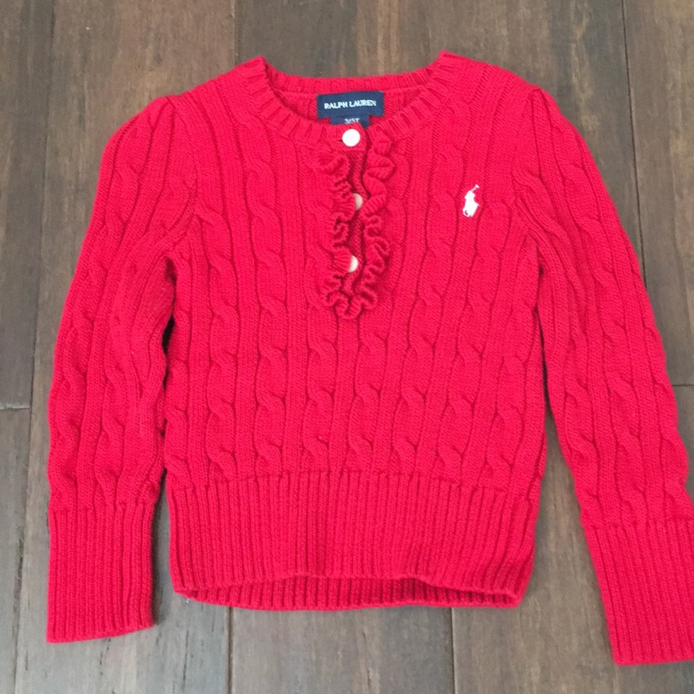 Red Ralph Lauren Cable Knit Sweater Size 3T